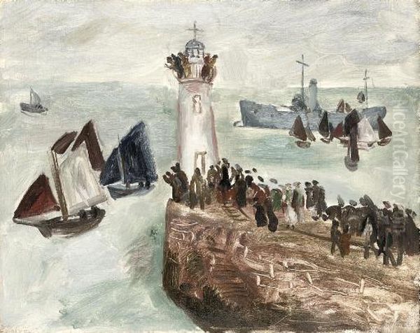 Ships And Lighthouse, Cornwall - view 1