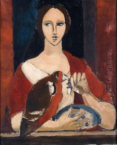 Girl With A Parrot by Christopher Wood