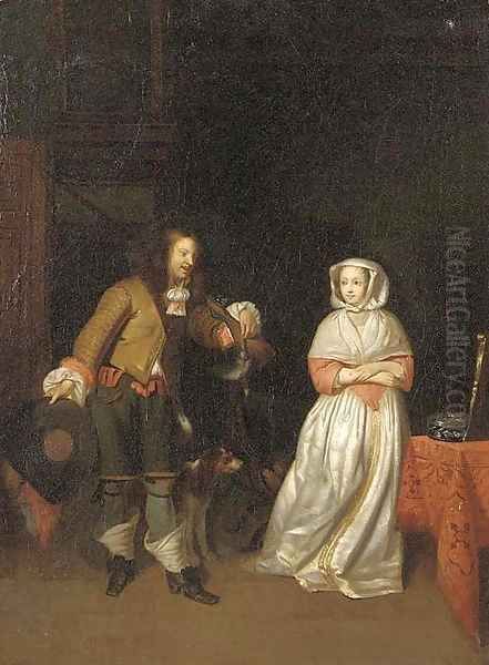 A huntsman with an elegant lady in an interior - view 1