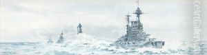 A Line Of Naval Battleships by Frank Watson Wood