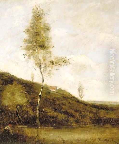 A washerwoman by a lake - view 1