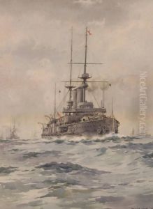 British Battleship Convoy At Sea