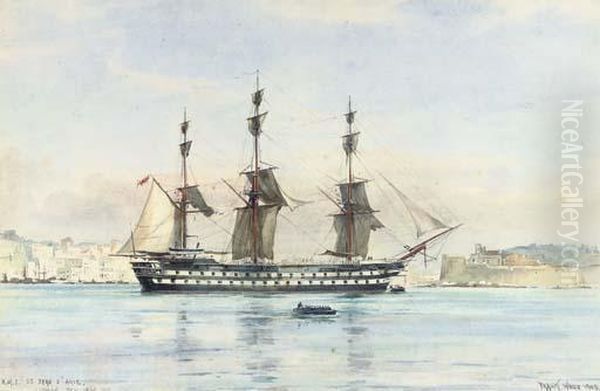 H.m.s. St. Jean D'acre In The Tagus At Lisbon - view 1
