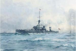 A Royal Naval Battleship At Sea, Probably The Original Dreadnought