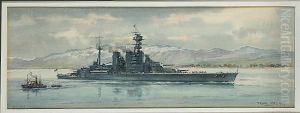 H.m.s. 'hood'. Invergordon by Frank Watson Wood