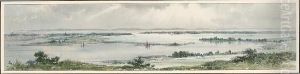 A Panorama Of The Upper Reaches
Of Portsmouth Harbour From Portsdown Hill, The Harbour Entrance In The
Centre With Spithead And The Isle Of Wight Beyond by Frank Watson Wood