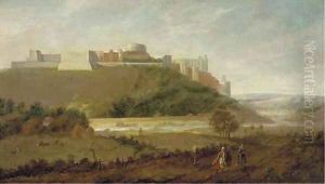 Windsor Castle from the north with the River Thames and labourers in the foreground
