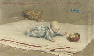 The artist's son, Henri Baudouin, playing on a rug by Willem De Famars Testas