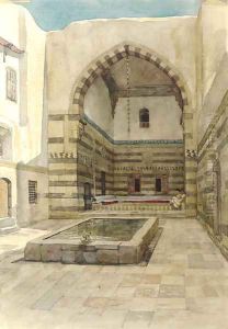The courtyard of Maison St. Jean in Damascus by Willem De Famars Testas