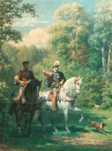 William, Prince of Orange and Henry II, King of France meeting in the Bois de Vincennes, 1559 by Willem De Famars Testas