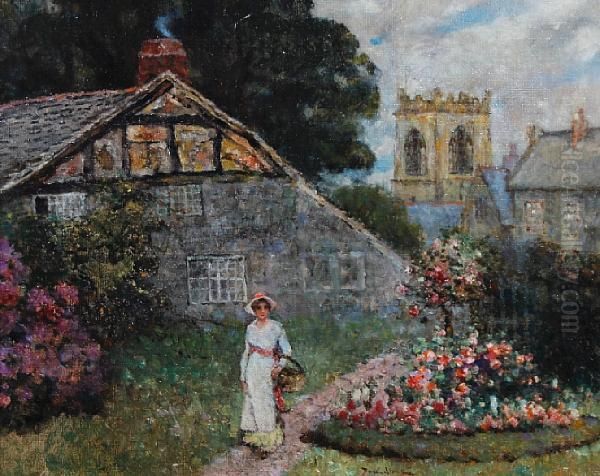 Lady In A Cottage Garden - view 1