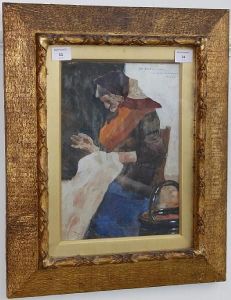Old Woman At A Doorway by David Woodlock