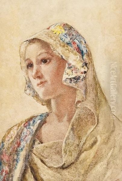 Girl In A Floral Shawl - view 1
