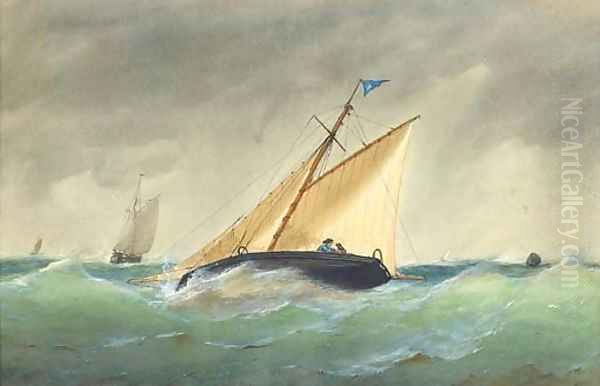 A cutter heeling in an offshore breeze - view 1