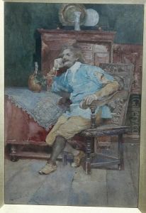 A Cavalier In An Interior by David Woodlock