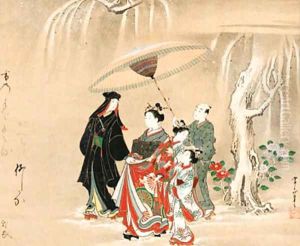 A courtesan procession in the snow