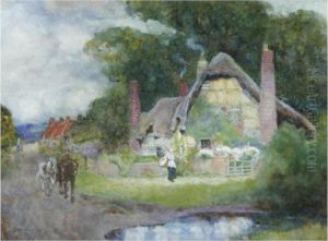 Figures By A Cottage; The Fair Haymaker by David Woodlock