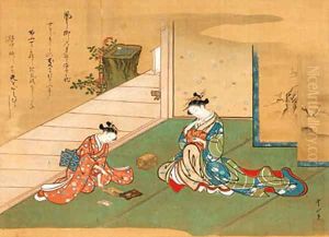 Courtesan enjoying the fragrance of incense