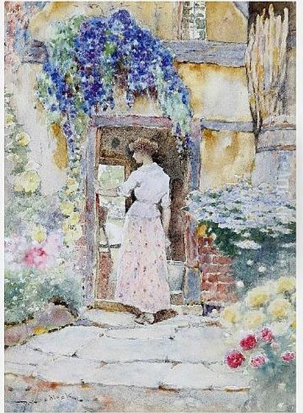 Young Maid With Bucket At A Cottage Door - view 1