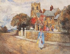 Young Girl In A Village Street by David Woodlock