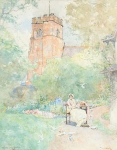 A Lady Seated In The Rector's 
Garden, Signed And Inscribed 'the Rector's Garden, Chegwall, Cheshire'