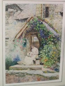 Lady Seated At A Cottage Door by David Woodlock