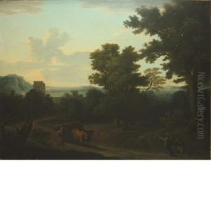 Travelers In An Extensivelandscape With Ruins by John Wootton