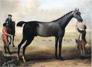 Childers, A Grey Racehorse Held 
By A Groom On Newmarket Heath, Another Racehorse To The Left And A Race 
In Progress Beyond