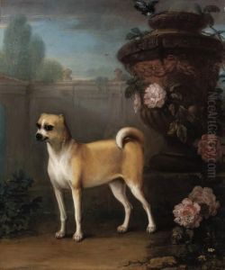 A Pug Beside A Classical Urn