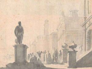 Figures among Roman buildings