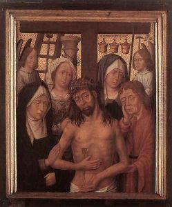 Man of Sorrows with Mary and John and Two Holy Women 1495-1505 by Flemish Unknown Masters