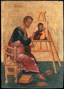 Luke Paints the Icon of the Mother of God Hodegetria by Russian Unknown Master