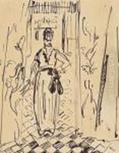 La Femme Aux Rideaux Rouges by Rik Wouters