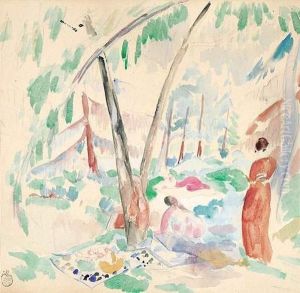 Femmes Se Baignant - Personnages En Foret (1914) by Rik Wouters
