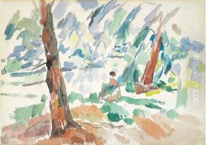 Deux Sapins (femme En Rouge Dans La Foret,ca 1914) Deux Sapins (femme En Rouge Dans La Foret,ca 1914)