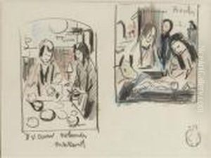 Sketches After Old Master Pictures (left: Unknown Dutch Xv Century-right: Jeroen Bosch) by Rik Wouters
