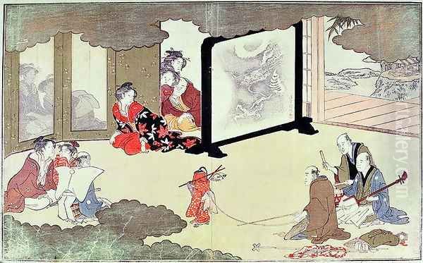 A monkey trainer performing at a noblemans house, c.1788 - view 1