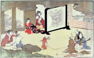 A monkey trainer performing at a noblemans house, c.1788