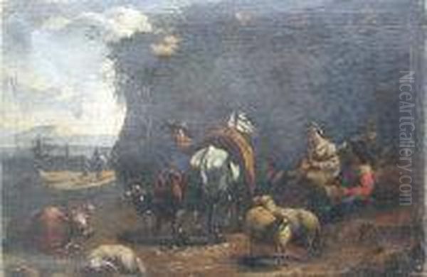 Travellers Resting By Roadside - view 1