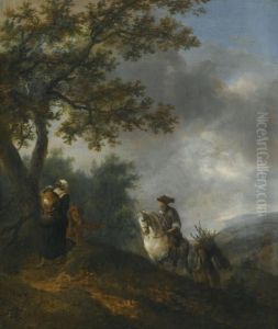 A Landscape With A Rider On A White Horse And A Boy Carrying Faggots by Pieter Wouwermans or Wouwerman