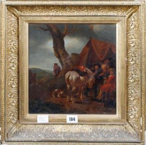 An Encampment With A Horse And Figures