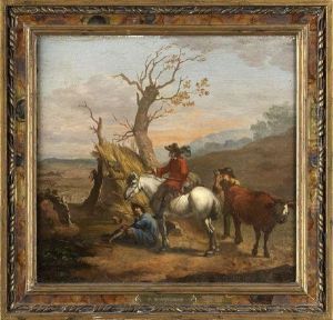 Travelers Resting On A Hilltop by Pieter Wouwermans or Wouwerman