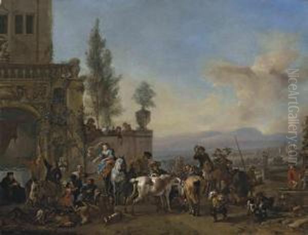 The Return From The Hunt by Pieter Wouwermans or Wouwerman