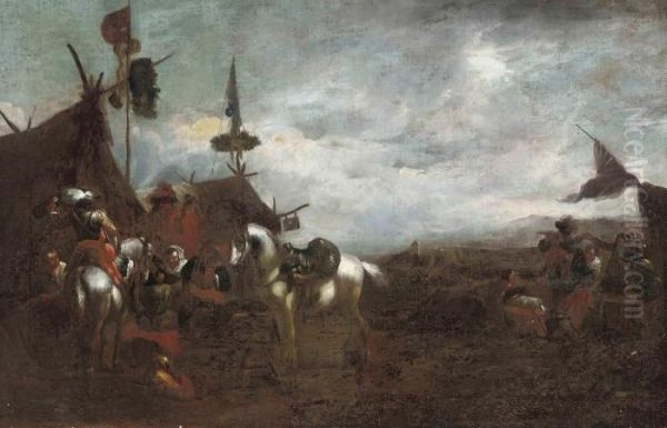 Soldiers At Rest In A Military Encampment - view 1