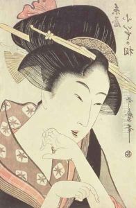 Bust portrait of the heroine Kioto of the Itoya by Kitagawa Utamaro