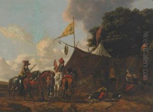 Hunters Resting At An Encampment by Pieter Wouwermans or Wouwerman
