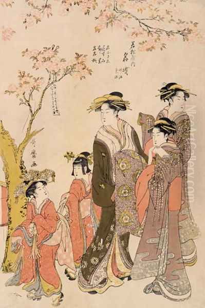 Courtesans strolling beneath cherry trees, c.1789 - view 1