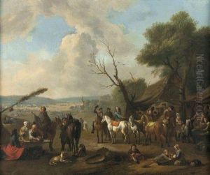 Halte De Cavaliers by Pieter Wouwermans or Wouwerman