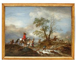 Landschap Met Hertenjacht by Pieter Wouwermans or Wouwerman