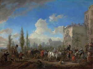 The Departure Of A Hunting Party by Pieter Wouwermans or Wouwerman